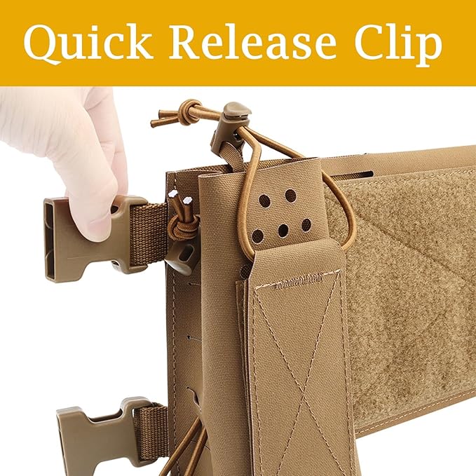Tactical Molle Mission Extender with Storage Pouch Multi-function Chest Toolkit Extension Chassis Portable Chest Mounted Organizer Bag(Brown)