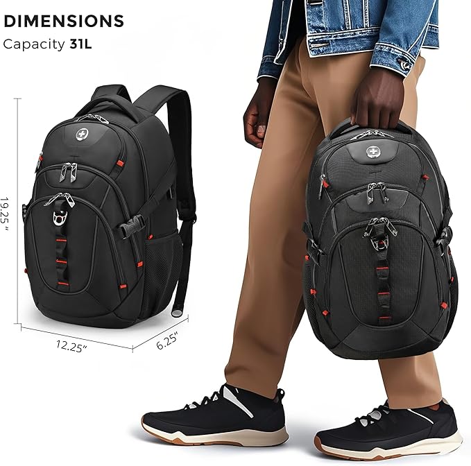 Swissdigital Design Travel Backpack for Men with Apple Find My Laptop Backpack with USB Charging Port RFID Protection Add-A-Bag System - Travel Backpack for Men-Finder Color Random | SD803BT013-01