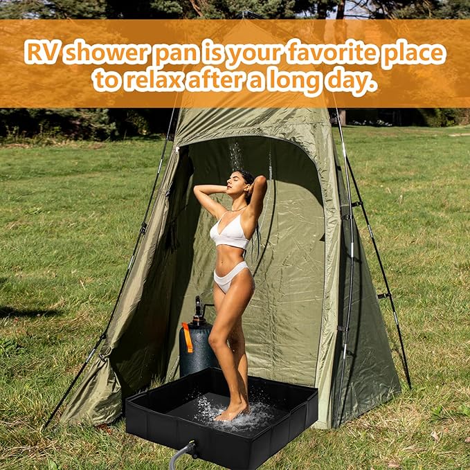 Portable Shower Pan Foldable Shower Base &amp Basin Floor with Detachable Drain Pipe Ideal for RV OutdoorIndoor Shower Stall Enclosures