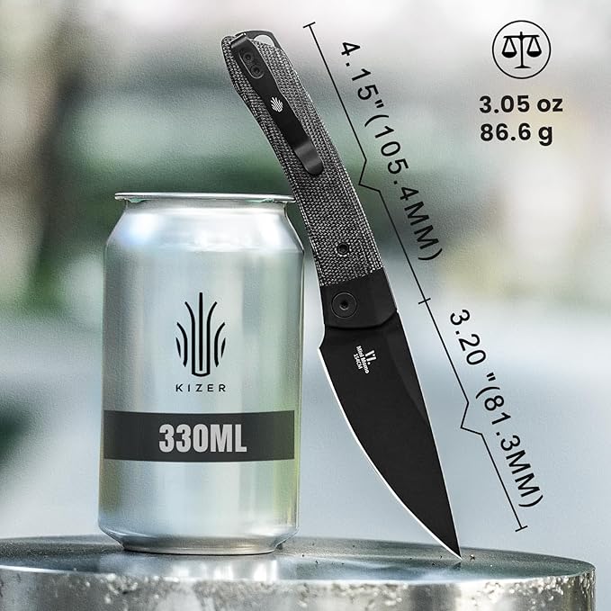 Kizer Mini Momo EDC Pocket Knife 3.2” 154CM Blade Pocket Folding Knife with Aluminum+Micarta Handle Front Flipper EDC knife with Pocket Clip for Men Women Camping Hunting Survival Knives V3663C2