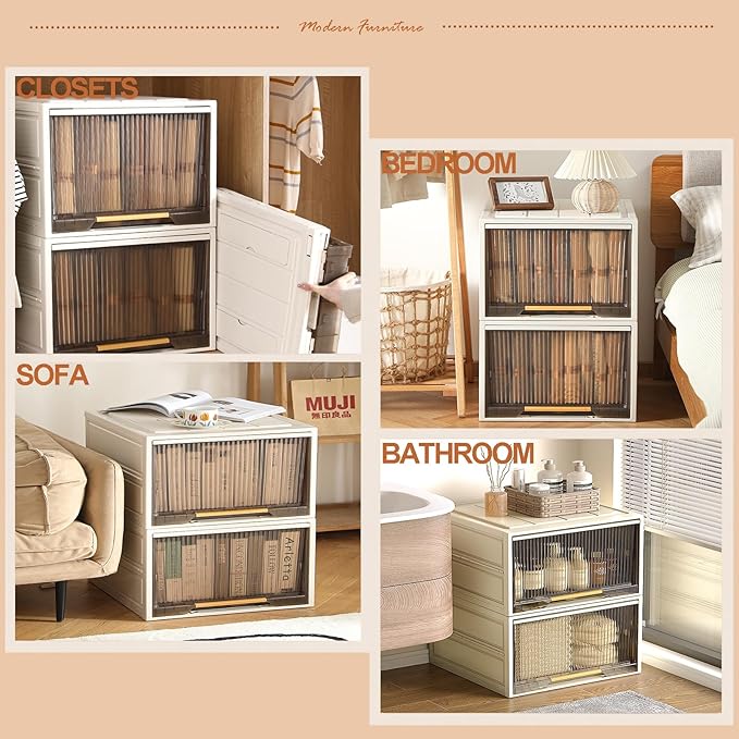 Plastic Storage Bins with Lids Clothes Folding Storage Box and Closet Organizers and Containers for Home Closet Stackable Storage for Home Office Dorm