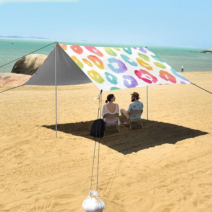 ALAZA Pastel Rainbow Leopard Spots Print on A White Background Watercolour Vector Pattern Beach Tent Sun Shelter Portable Canopy Sunshade for Outdoor Camping Picnics Backyard Fun 10x9 ft