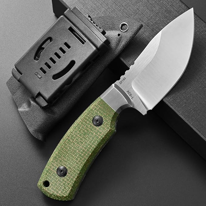 Eafengrow EF160 Fixed Blade Knife AEB-L Steel Blade Micarta &ampSteel Head Handle Full Tang Compact EDC Fix Knifes for Camping Survival