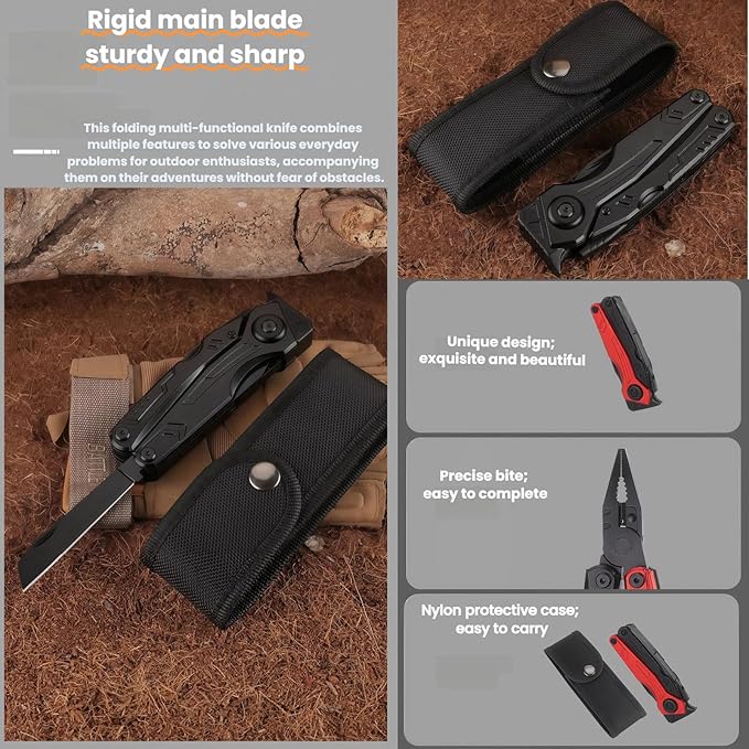 Multi Tool 10-in-1 Full-Size Lightweight EDC Camping Knives &amp Tools Tactical Gear Mens Gifts Ideas Gifts for Hunters Men who have Everything (4-Piece Set）