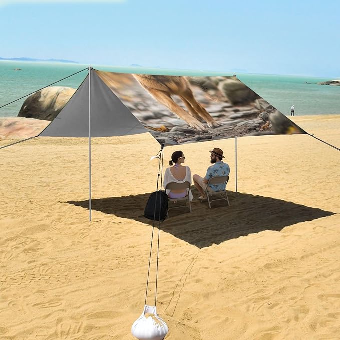 ALAZA German Shepherd Dog Natural Beach Tent Sun Shelter Portable Canopy Sunshade for Outdoor Camping Picnics Backyard Fun 10x9 ft