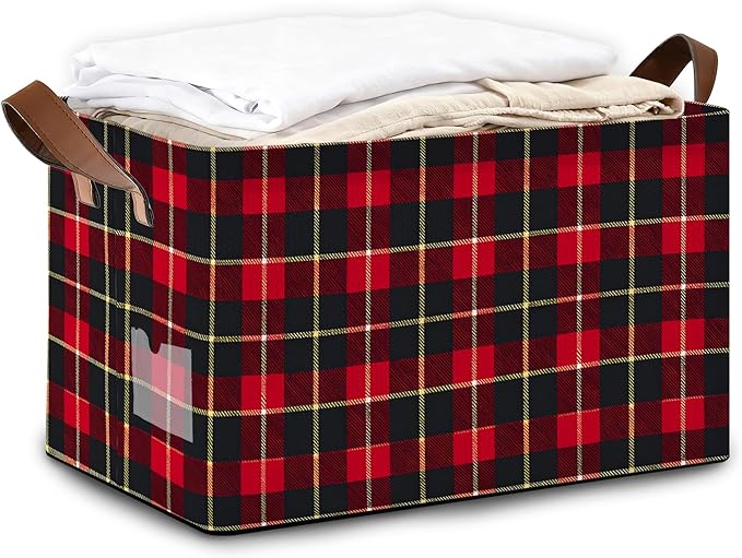 Christmas Gift Storage Bin with Handles Basket Storage Organizer for Shelves Closet Nursery Book Laundry Hamper &amp Home Decor