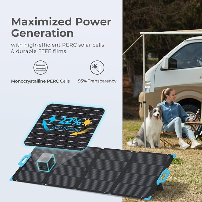 Renogy E.FLEX 220 Watt Waterproof Foldable Portable Solar Panel with Kickstand &amp Carry Handles for Road Trip Camping RV and Fishing