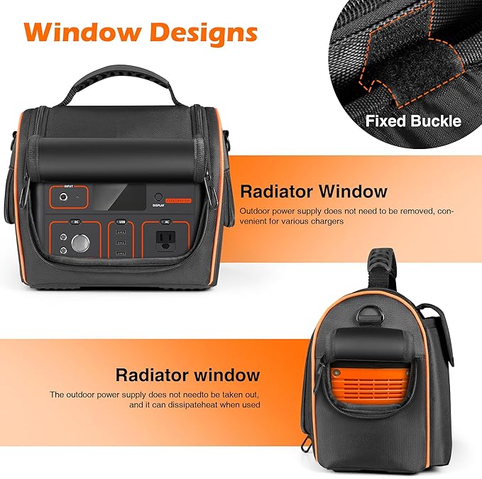 Portable Power Station Bag Compatible with Jackery Explorer 500 Generator Storage Bag with Handle Back Cable Pocket &amp Adjustable Strap for Outdoor Camping and Emergency Backup