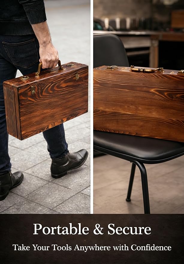 Professional Barber Tool Case Wooden Hairdressing Organizer with Metal Lock &amp Handle Portable Storage Box for Clippers Scissors &amp Accessories