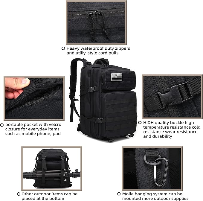 Lovelinks21 Hiking Daypacks Assault Backpack Waterproof Motorcycle Backpack Bug Out Pack Rucksack for Outdoor Hiking