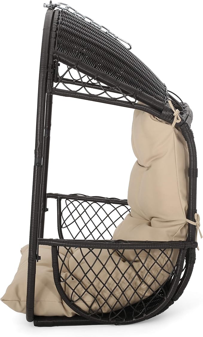 Christopher Knight Home Sidney Outdoor/Indoor Wicker Hanging Chair with 8 Foot Chain (NO Stand) Brown and Tan