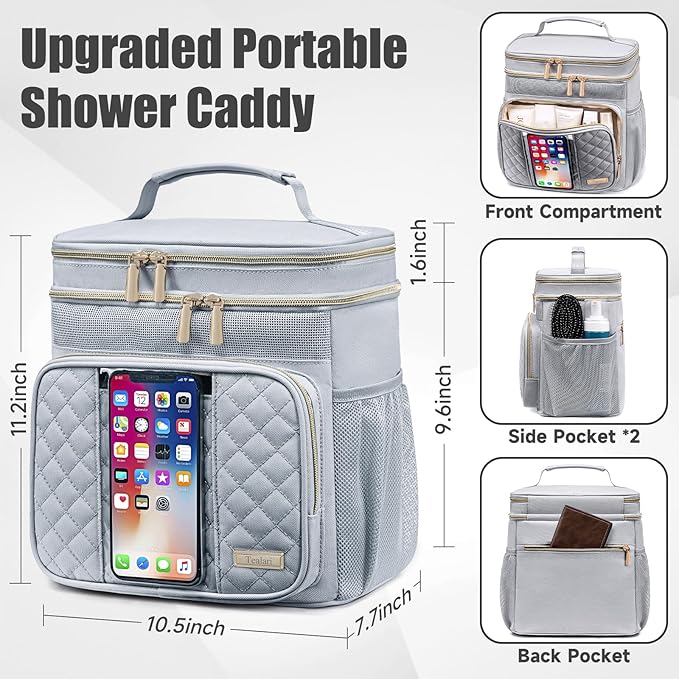 Large Toiletry Bag for Women MenBathroom BagWater Resistant Shower BagMakeup BagPortable Shower Caddy for College DormHanging Travel Toiletry Bag with Transparent Waterproof Phone Pocket