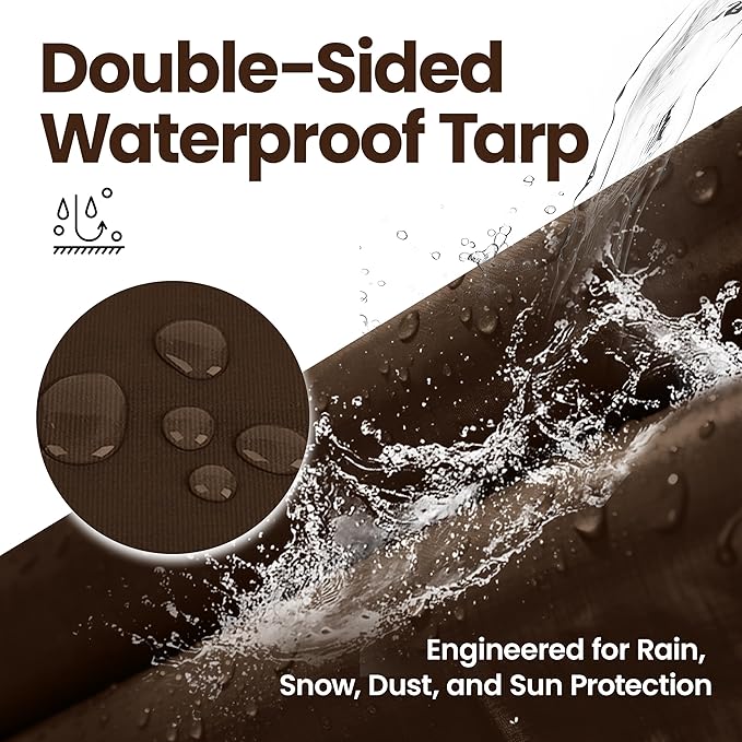 Outdoor Tarp Heavy Duty 9 Mil Multi-Purpose Waterproof Reinforced Rip-Stop Tarps with Grommets - 20 x 30 Feet Brown Sliver