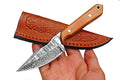 Fixed Blade Hunting Knives with Sheath | High Carbon Steel Outdoor Knife with Rosewood Handle | Tracker Camping Knife for Bushcraft Hiking &amp Adventure | With Handmade Belt (Brown Handle)