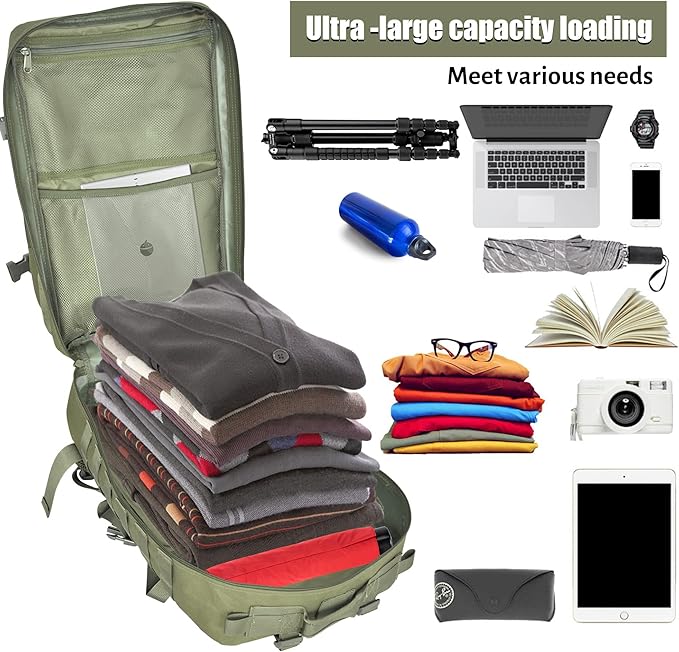 Createy 45L Military Tactical Backpack Large 3 Day Assault Pack Molle Bag Rucksack Bug Out Bag for Camping Hunting Hiking