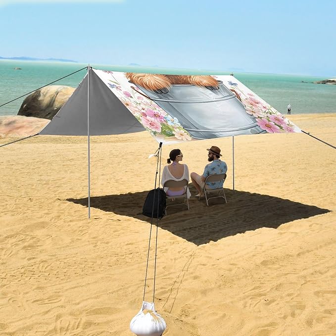ALAZA Baby Highland Cow Beach Tent Sun Shelter Portable Canopy Sunshade for Outdoor Camping Picnics Backyard Fun 10x9 ft