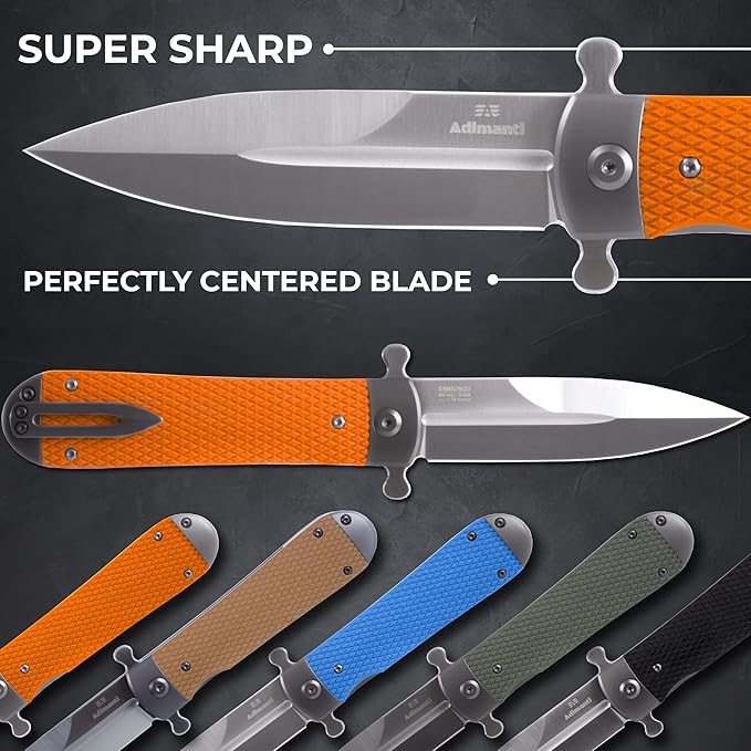 Firebird GANZO Adimanti Samson-OR Folding Pocket Knife Razor Sharp D2 Steel Blade Ergonomic G10 Anti-Slip Handle with Clip Hunting Fishing Camping Outdoor Flipper EDC Pocket Knife (Orange)