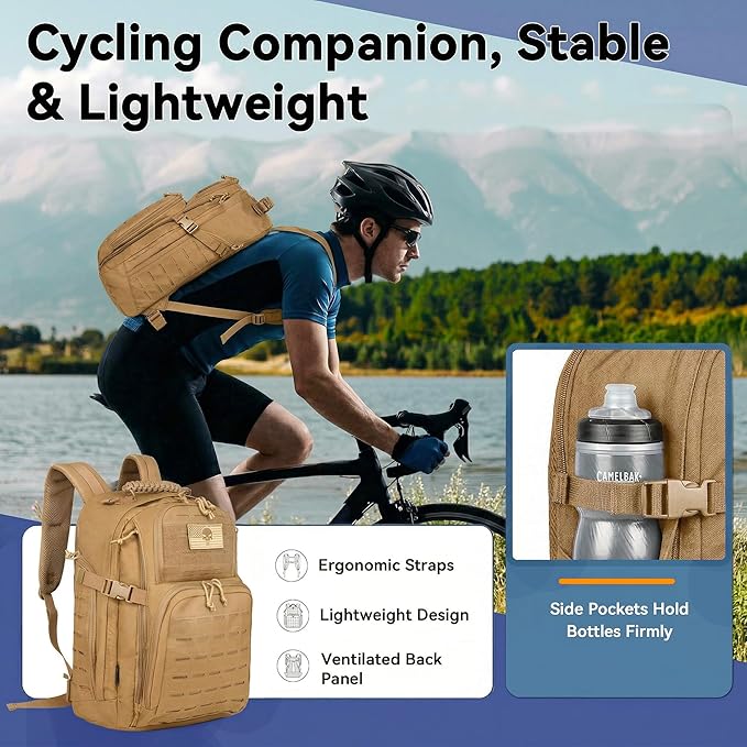 Military Tactical Backpack Tactical Backpack for Men Army 3 Days Assault Pack Military Molle Backpack Waterproof EDC Hiking Bug Out Bag with Water Bladder Compartment Hiking Rucksack