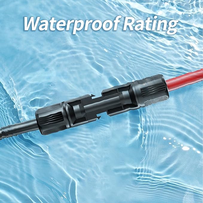 energeaster 10AWG Solar Cable with Pair of Connectors Solar Panel Adaptor Kit Tool Extension Cable10 Gauge WireRed and Black(20FT Red + 20FT Black)