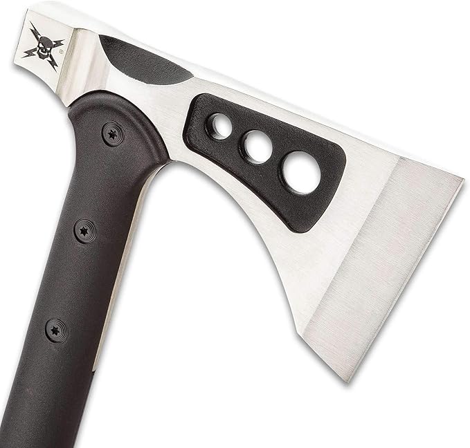 M48 Woodsman Axe with Sheath – 2Cr12 Cast Stainless Steel Head Black Oxide Coating Nylon Fiber Handle Nylon Belt Sheath – Ideal Camping Companion Tool - 15 1/2 Overall