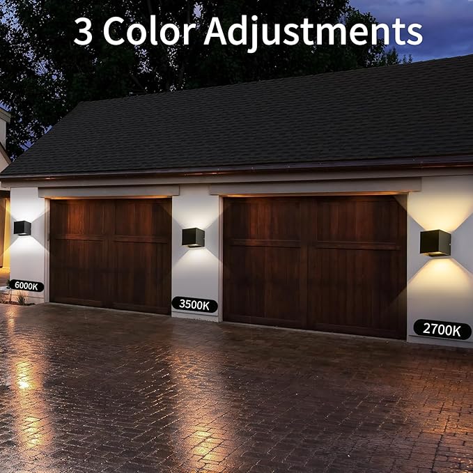 LANFU Dimmable Lighting 2700K|3500K|6000K LED Wall Sconce for Outdoor Light Fixture20W 100-110V House Garden Lights Outdoor Front Door Wall Lights Waterproof （2 Pack）