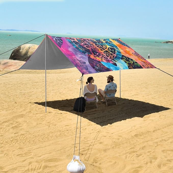 ALAZA Silhouette Turtle Beach Tent Sun Shelter Portable Canopy Sunshade for Outdoor Camping Picnics Backyard Fun 10x9 ft