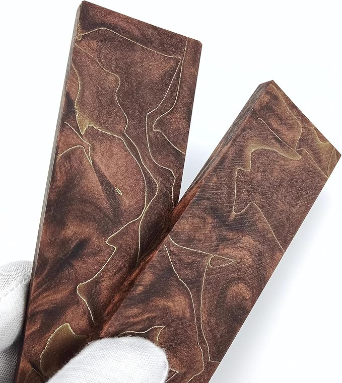 Brown Resin Knife Handle Scales Blank Material DIY Handmade Carving Decoration Inlaid Blade(2pcs)