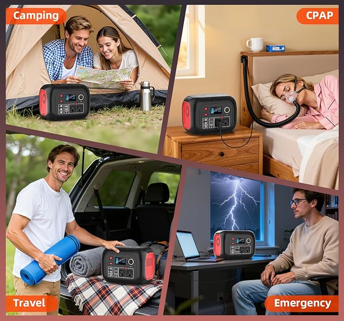ENOFLO Portable Power Station 300W 228Wh Solar Generator with 110V Pure Sine Wave AC Outlet Backup Lithium Battery Generator for CPAP Outdoor RV Camping Emergency Home Use