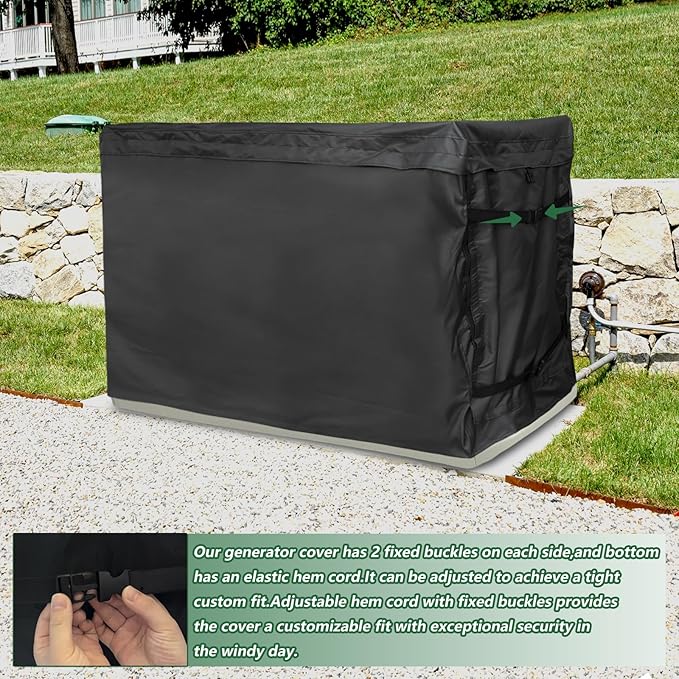 Generator CoverHeavy Duty 600D Waterproof Generator Cover for 7043 22kW Air Cooled Series Home Standby Generator Black