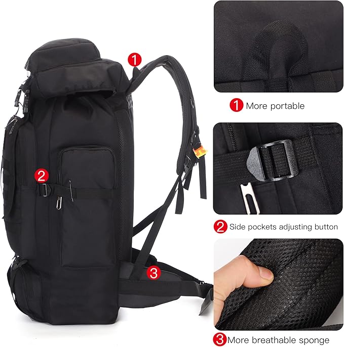 100L Hiking Camping Backpack Tactical Backpack for Men and Women Large Survival Hunting Waterproof Backpack Molle Rucksack Military Camping Backpacking Daypack Army Green