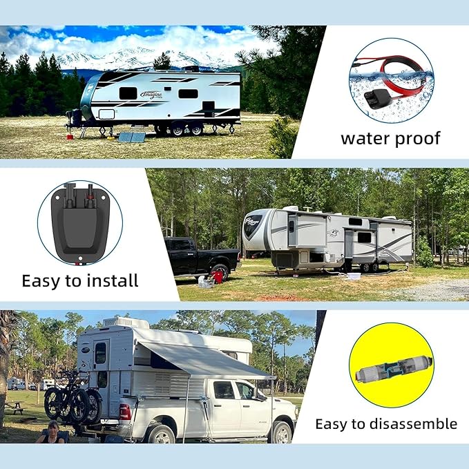 Solar Double Cable Entry Gland Installed Solar Panel Extension Cable- 10AWG Solar Cable Solar Panel Cable 20Ft with Solar Connectors for RV Campervan Solar Project Campervan