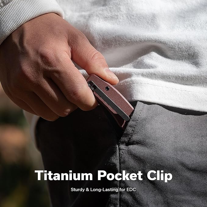 CIVIVI Clingman EDC Pocket Folding Knife with Titanium Reversible Clip 2.99 Nitro-V Blade G10 Handle Liner Lock Knife Gift for Men Women C23065-2 (Burgundy)