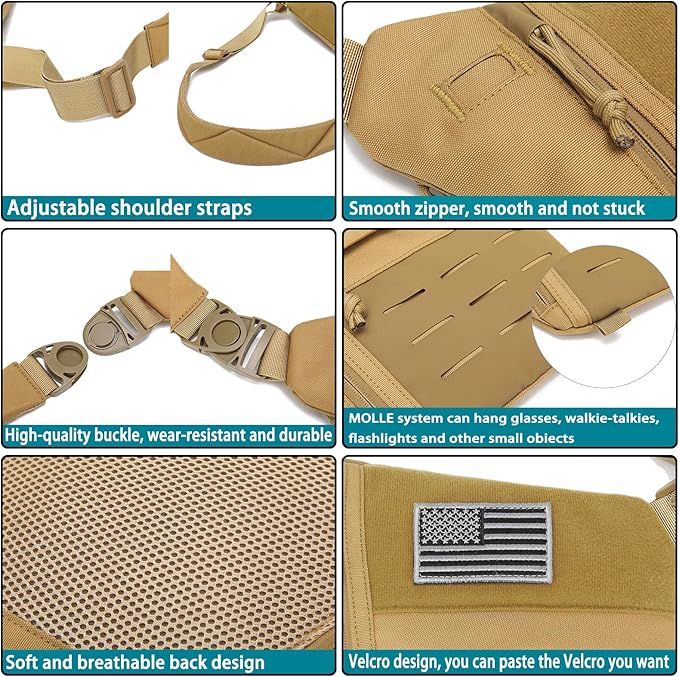Concealed Carry Sling Bag for Men Chest Holster Bag of Pistols Anti-Thief Crossbody Daypack Personal Pocket Sling Pack