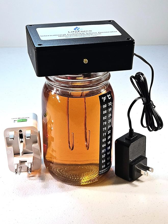 Compact International Silver Generator – Plug-in &amp Battery DIY Silver Maker – Make 32 oz in 32 minutes – Travel-Ready Kit with Universal Adapter