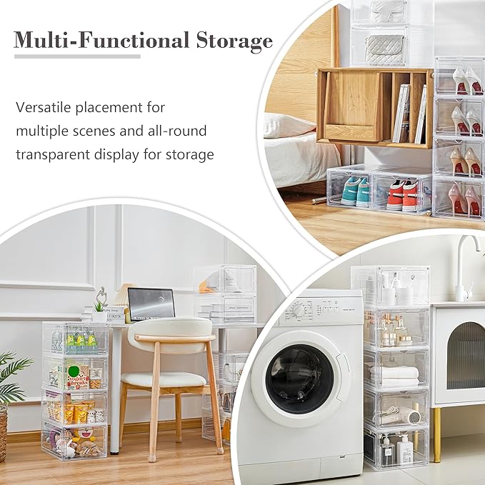 LXLXXL 18 Pack Storage Bins with Lids Plastic Storage Containers with Magnetic Door 19 Qt Stackable Clear Storage Box for Home Office Organizing