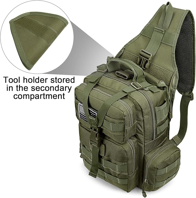 G4Free Large Tactical EDC Sling Bag Backpack Military Molle Bag Single Strap Shoulder Backpack for Men | EDC Adjustable Holder