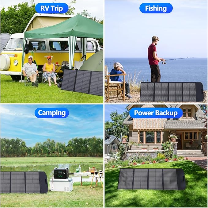200W Portable Solar Panel Foldable Solar Panel Power Backup Solar Charger for Power Station Generator IP67 Waterproof 200 Watt Solar Panels for Camping RV Power Blackout