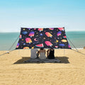 ALAZA Rainbow Popsicle Watermelon Moon Beach Tent Sun Shelter UPF50+ Protection Beach Shade Canopy w/ 4 Sandbags for Outdoor Camping Fishing Backyard Fun Picnic 10x9 ft