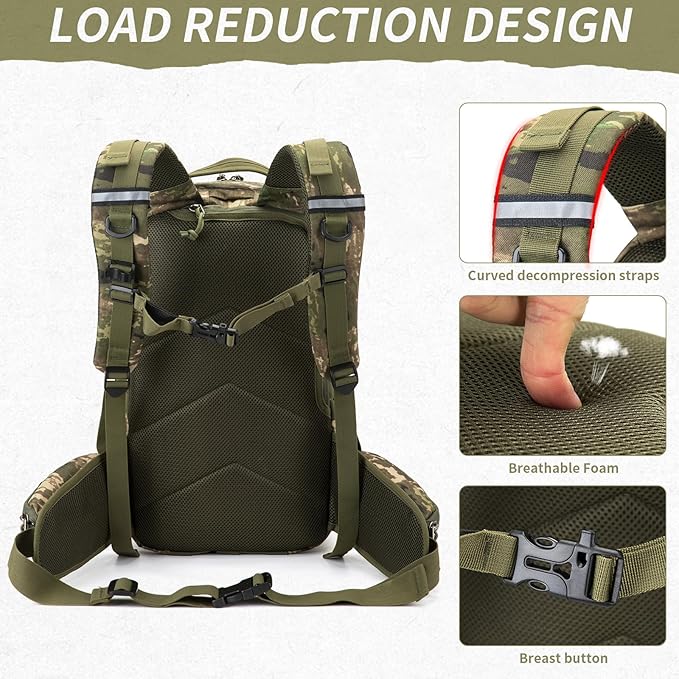Camo hunting backpacksmall tactical backpack military backpack for men camping backpack 3-day bag(Camouflage)