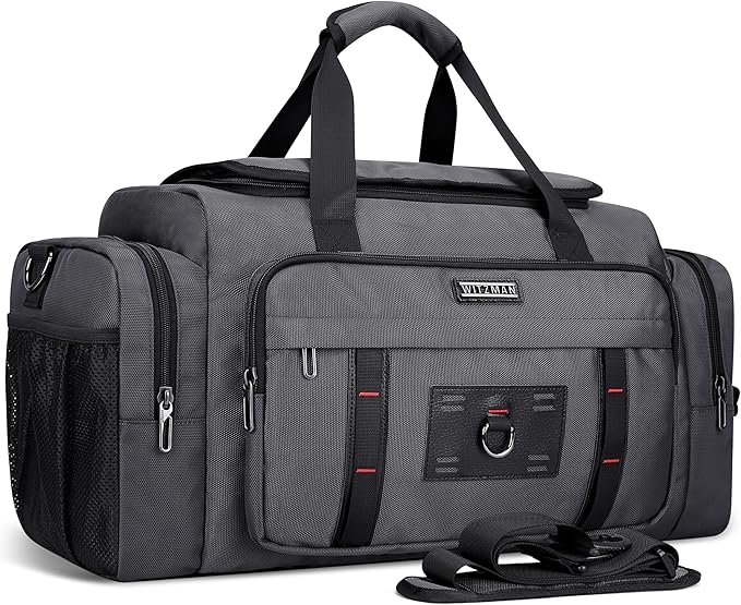 WITZMAN Duffle Bag for Men Large Overnight Carry On Weekender Bag with Shoe Compartment Sports Gym Duffle Bags for Traveling(B719 Silvery Grey)