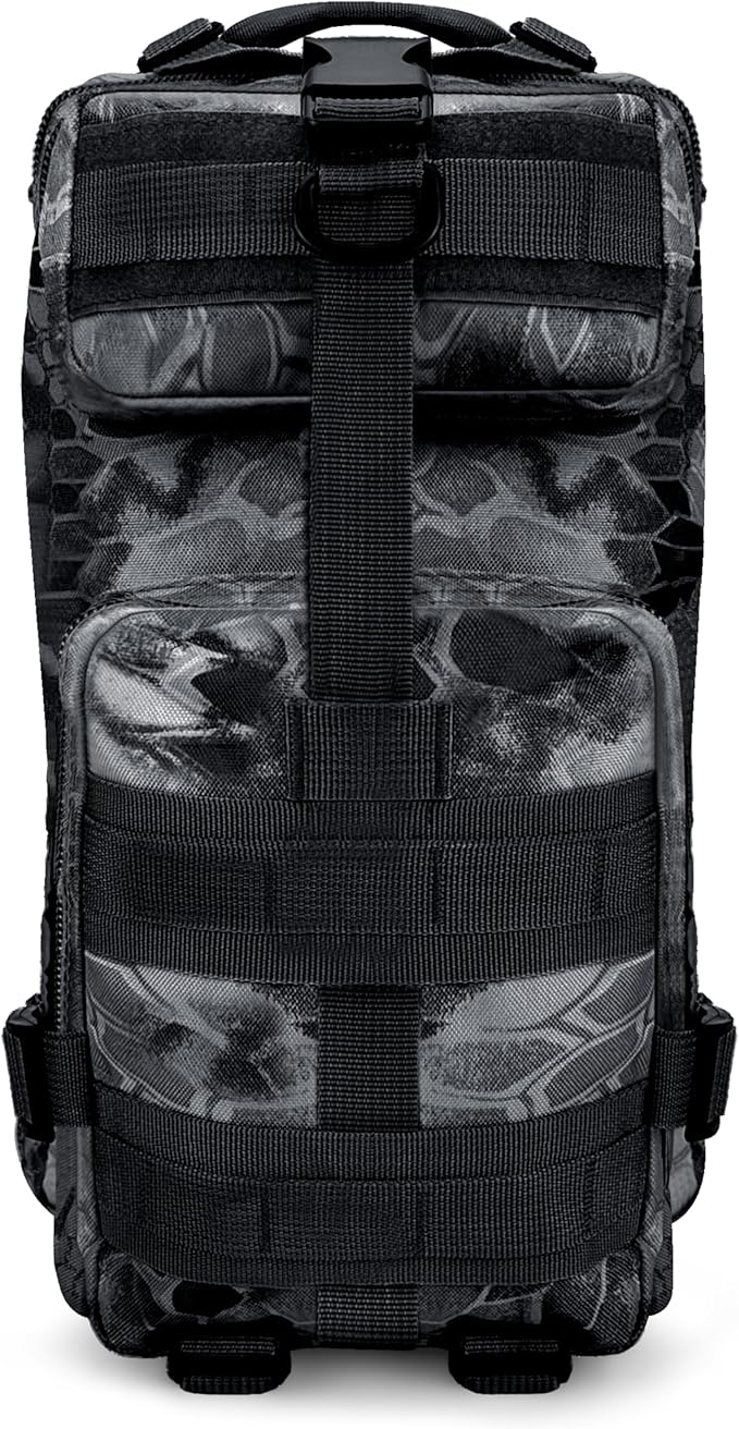 ASA TECHMED Large Tactical Backpack - IFAK Military-Grade Assault Pack Everyday Carry Use Military Backpacks Tactical (Snake Black)