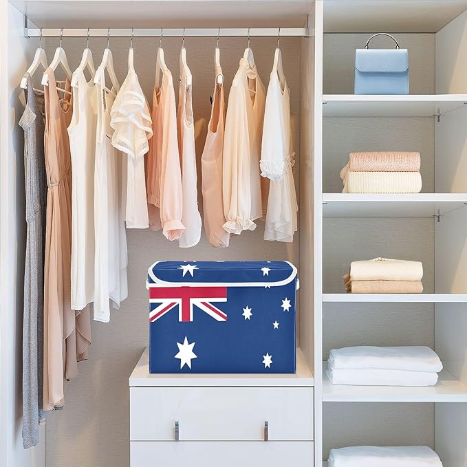 Australia Flag Australian National Blue Red Storage Bin with Lid Stackable Office Storage Clothing Storage Bins for Dorm