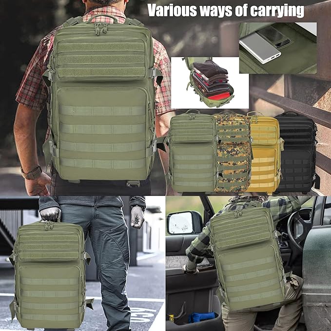 Createy 45L Military Tactical Backpack Large 3 Day Assault Pack Molle Bag Rucksack Bug Out Bag for Camping Hunting Hiking
