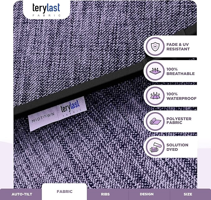 Midtown Umbrellas The Lean Patio Umbrella (Terylast Fabric - Textured Purple 10 Foot)