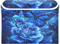 MNSRUU Containers Baskets with Lids Blue Rose Butterfly Fabric Foldable Storage Bins Organizer with Lid Collapsible Storage Boxes for Home Bedroom Closet Office
