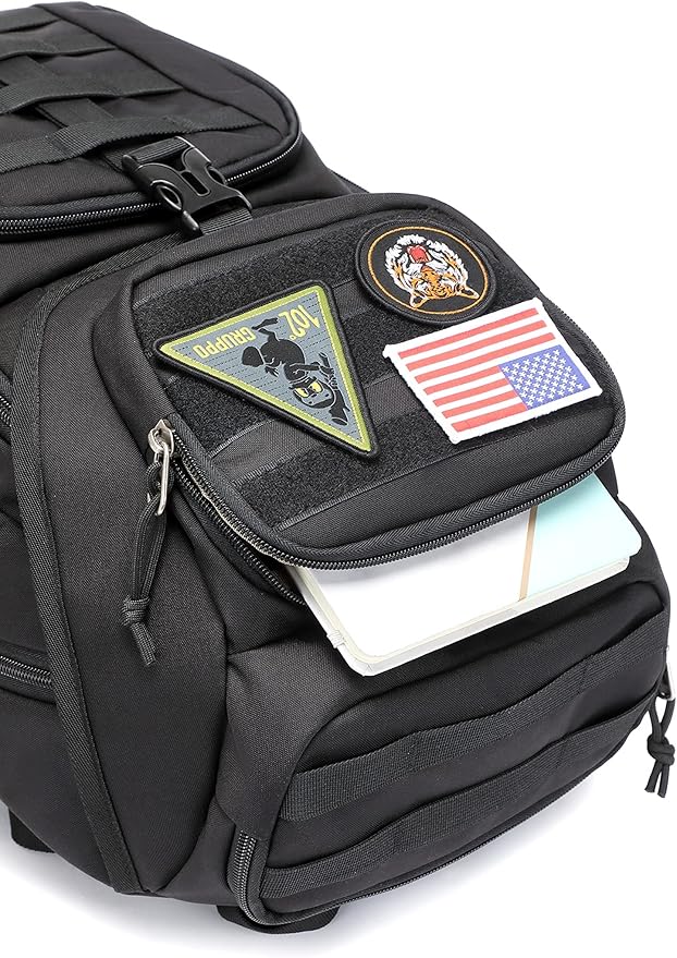 Wotony military tactical backpack nylon military MOLLE backpack 3-day Assault bag 27L backpack for men used for outdoor hiking camping and hunting (All black)