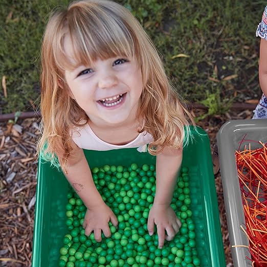 ECR4Kids Stackable Square Bins with Non-Snap Lids Multipurpose Organization Emerald 2-Pack