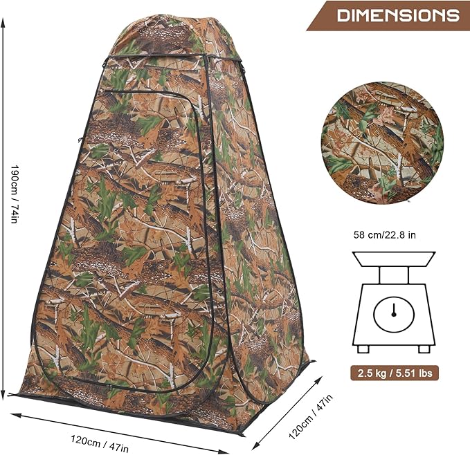 BRIAN &amp DANY Pop Up Shower Tent Portable Privacy Camping Changing Tent Camp Toilet Bathroom Pod with Rain Shelter &amp Windows UPF 50+ &amp Waterproof 47.2 x 47.2 x 74.8