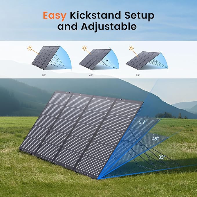 400W Portable Solar Panel for Power Station 400 Watt 36V ETFE Foldable Solar Panel Charger IP67 Waterproof Enhanced Kickstands for Off-Gird Outdoor Camping RV SUV Emergency Power Supply
