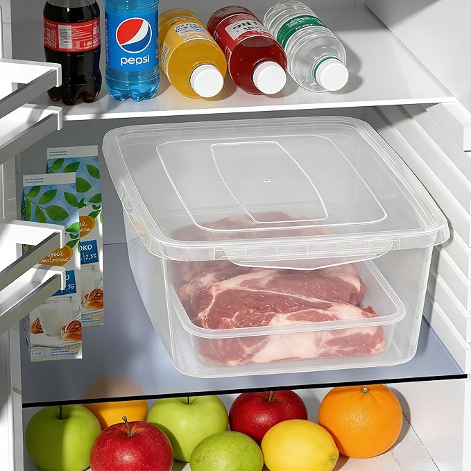 2 Packs 16 L Food Storage Containers with Latching Lid Pizza Dough Proofing Box Clear Pizza Dough Containers